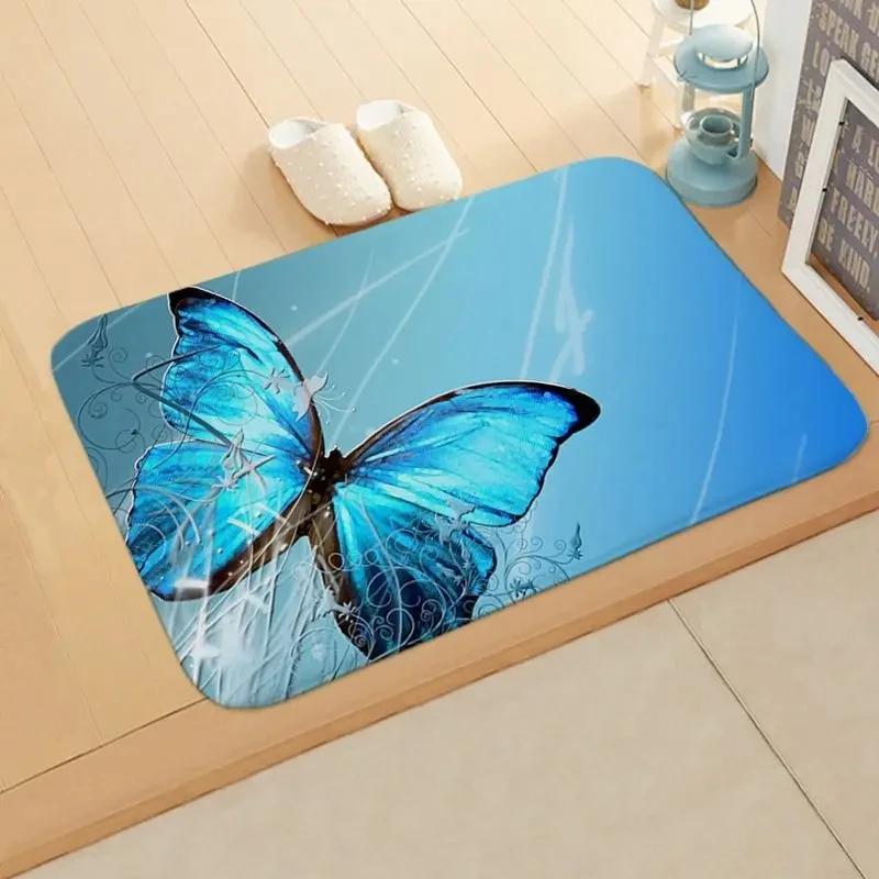 Butterfly Series Welcome Door Mat Non-slip Bath Kitchen Rugs Home Room Decoration Easy To Clean Entryways Entrance Floor Carpet