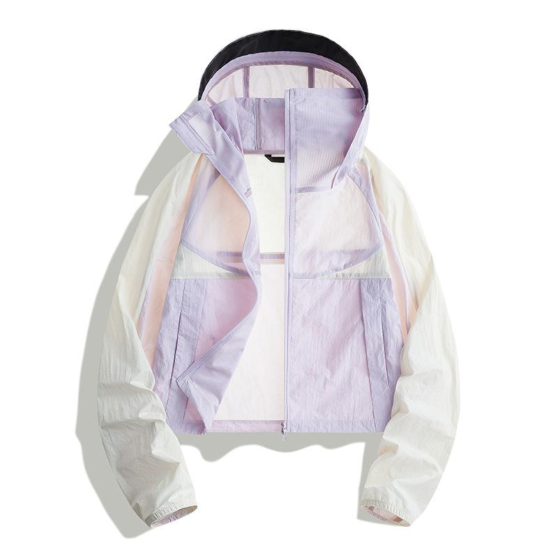 Women's super stylish summer short sun-protective shirt, hooded breathable sun-protective jacket worn outer, outdoor cooling sun-protection top