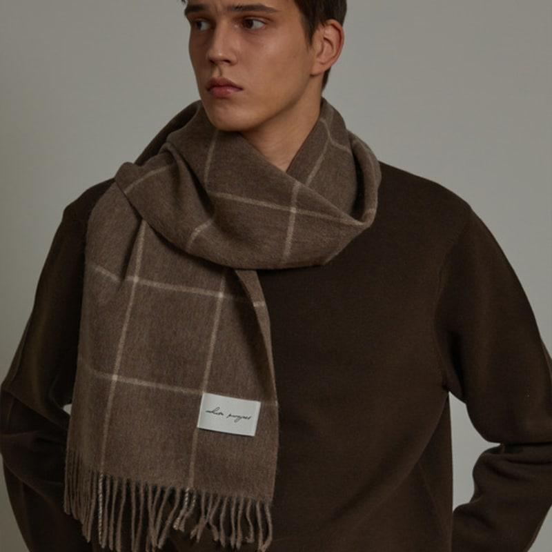 White Project BERLIN PATTERN VIRGIN WOOL MUFFLER_BROWN