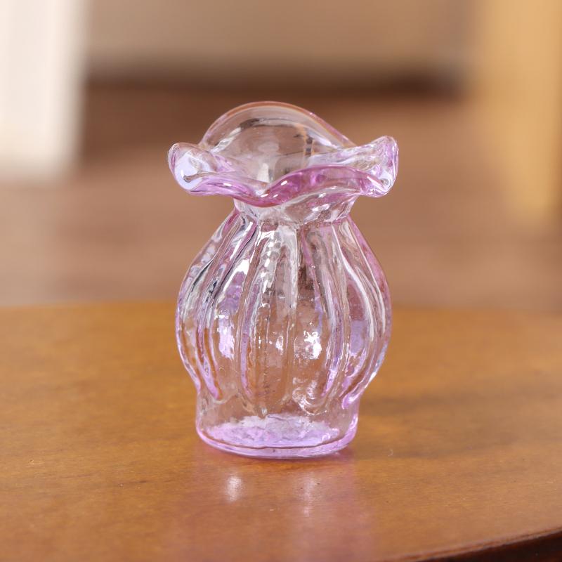 

1:12 кукольный домик, миниатюрная стеклянная ваза, цветочная композиция, цветочный горшок, банка для хранения, садовый Рождественский декор дома фиолетовый