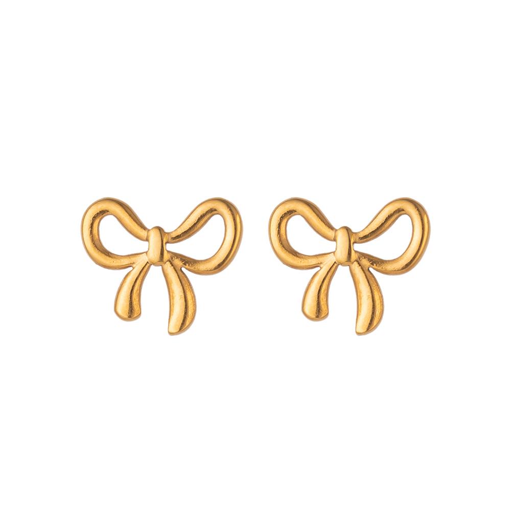Wen Jian Bow Tie Titanium Steel Stud Earrings: Trendy, Simple, Cool Style for Women 2023