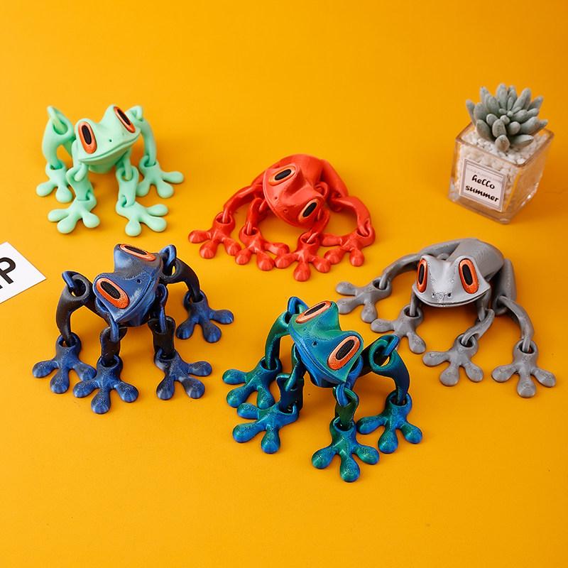 11cm 1D Printing Tree Frog Fridge Magnet Joint Movable Frog Ornament Kitchen Home Decoration Cute Animal Art Toy Gift for Friend