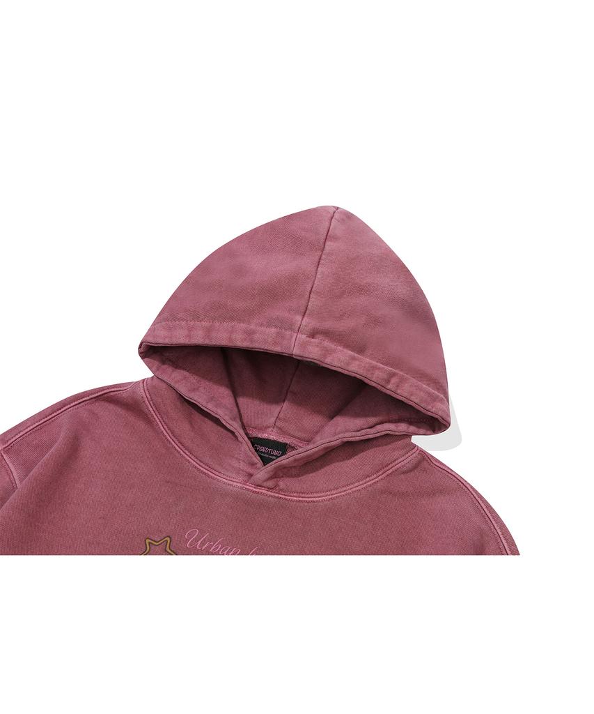 Urban Keyring Crop Pigment Hoodie Dusty Pink
