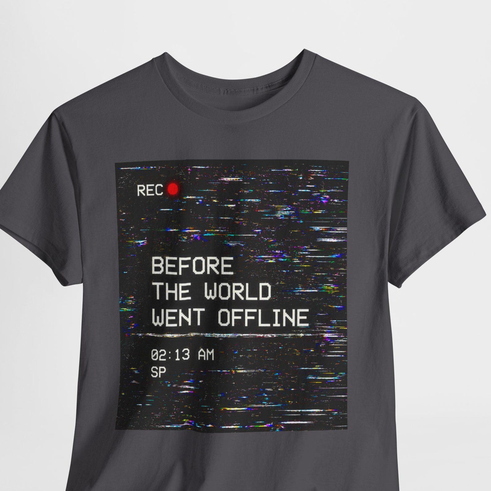 Glitch Graphic Tee, Y2K Aesthetic Shirt, VHS Static T-Shirt, Cyber Streetwear, Digital Nostalgia, Before The World Went Offline XL