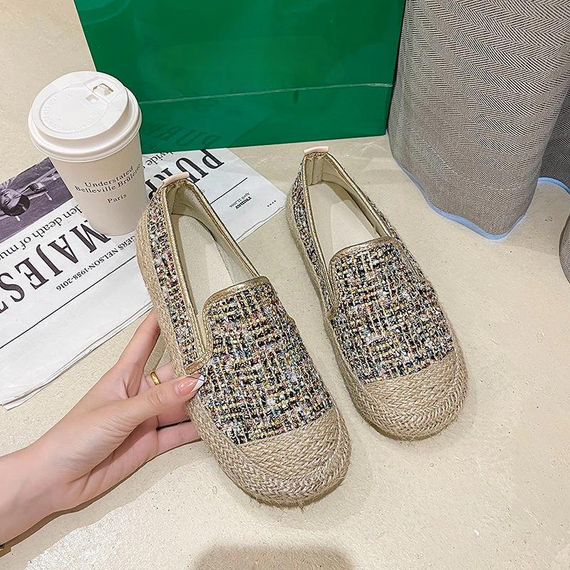Fashion Espadrilles Flat Women's Shoes Canvas Loafers Slip On Female Footwear Round Toe Daily Routine With High Quality Offers Luxury A