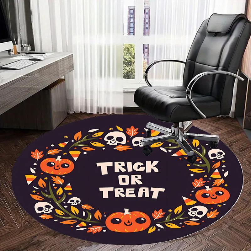 1pc Office Carpet Chair Mats Halloween Trick or Treat Wreath Perfect for Decorating Office Chairs, Living Rooms, Or Bedrooms.YDT032
