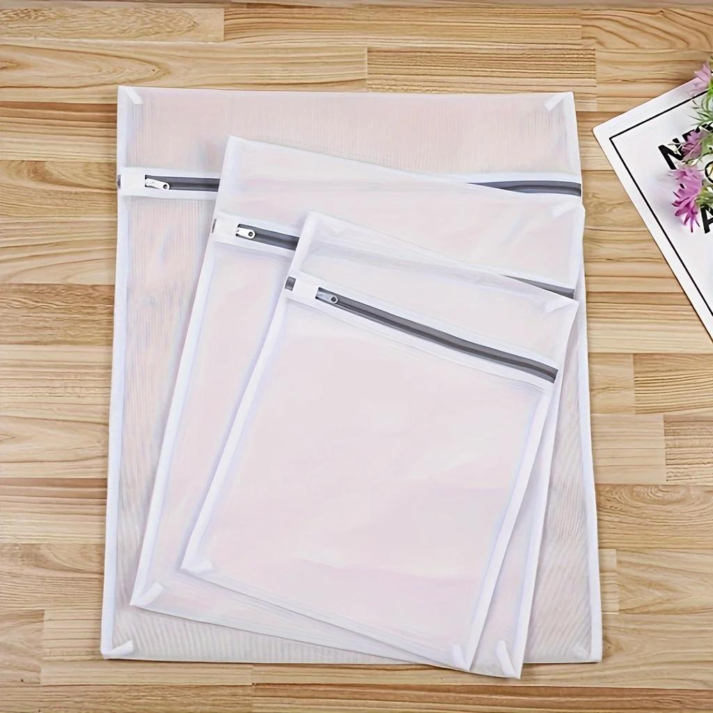 1pc/3pcs Zipper Laundry Bag Fine Mesh High Quality Storage Bags Household Clothes Cleaning Protect Washing Bag For Washing Machi