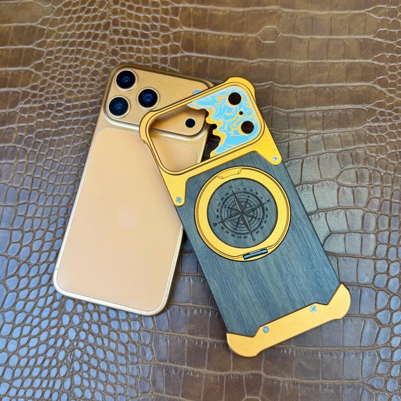 iPhone 14 Pro Max Walnut Wood Case with Magnetic Stand