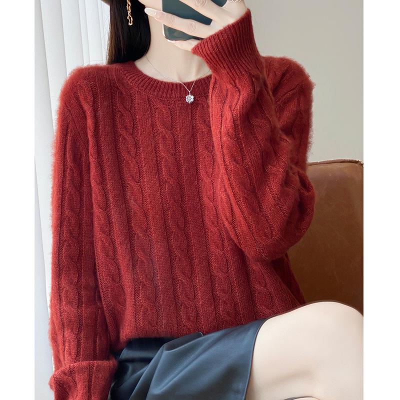 2025 Autumn/Winter Women's Loose Plus Size Round Neck Sweater - Long Sleeve Knitwear Top