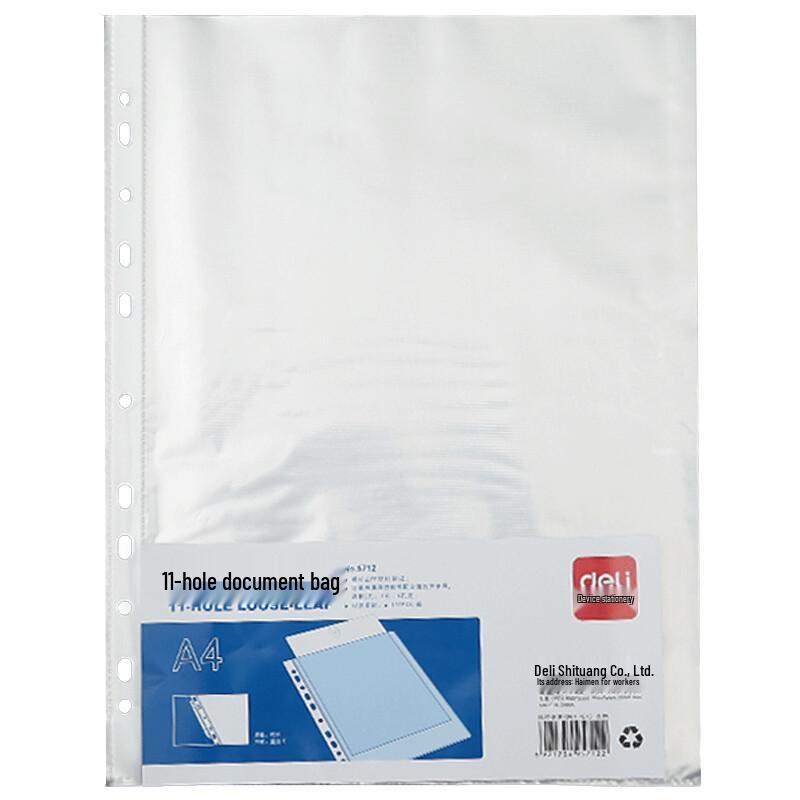 Deli A4 11-Hole Punched Pockets (100 Pack) прозрачный