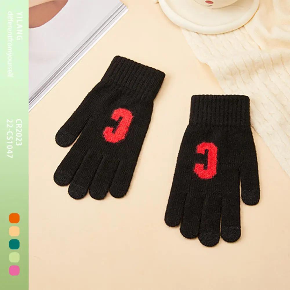 Winter Touch Screen Gloves Women Men Warm Stretch Knit Mittens Imitation Wool Full Finger Guantes Female Crochet Thicken