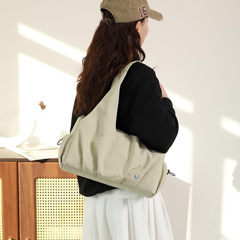 Women's Shoulder Bag Solid Color Handbag Water-Repellent Nylon Tote Bag