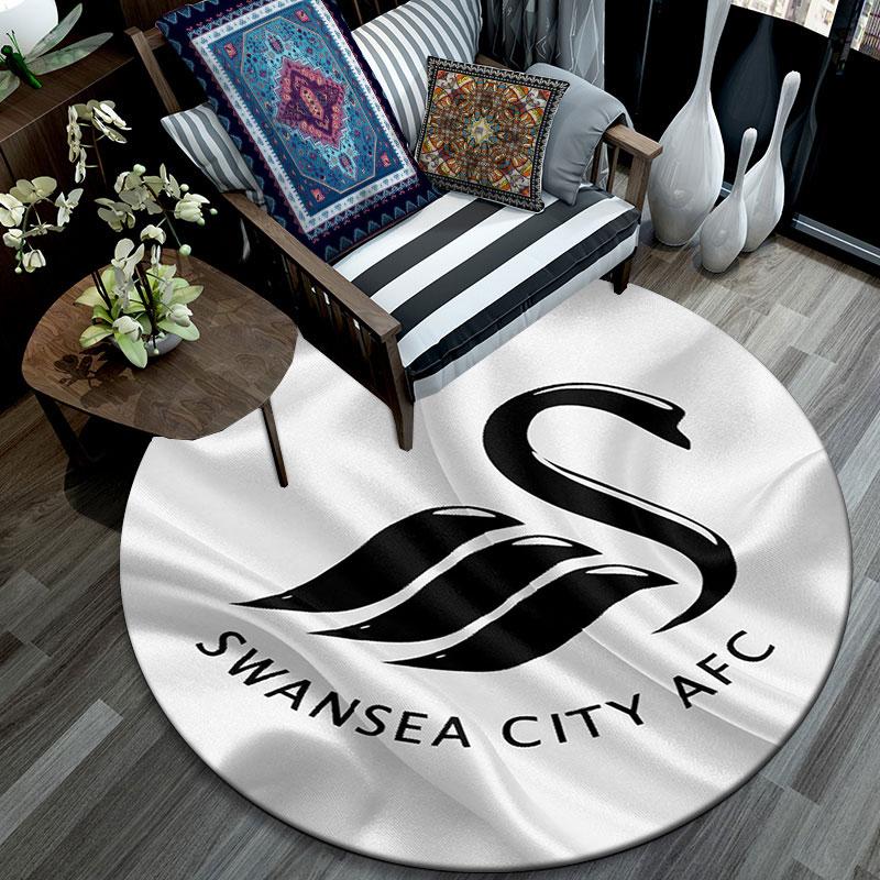 Swansea City logo pattern round rug,Carpet Rug for Living Room Bedroom Playroom ,Non-slip Floor Mat,Holiday Gifts and Birthday Gifts.