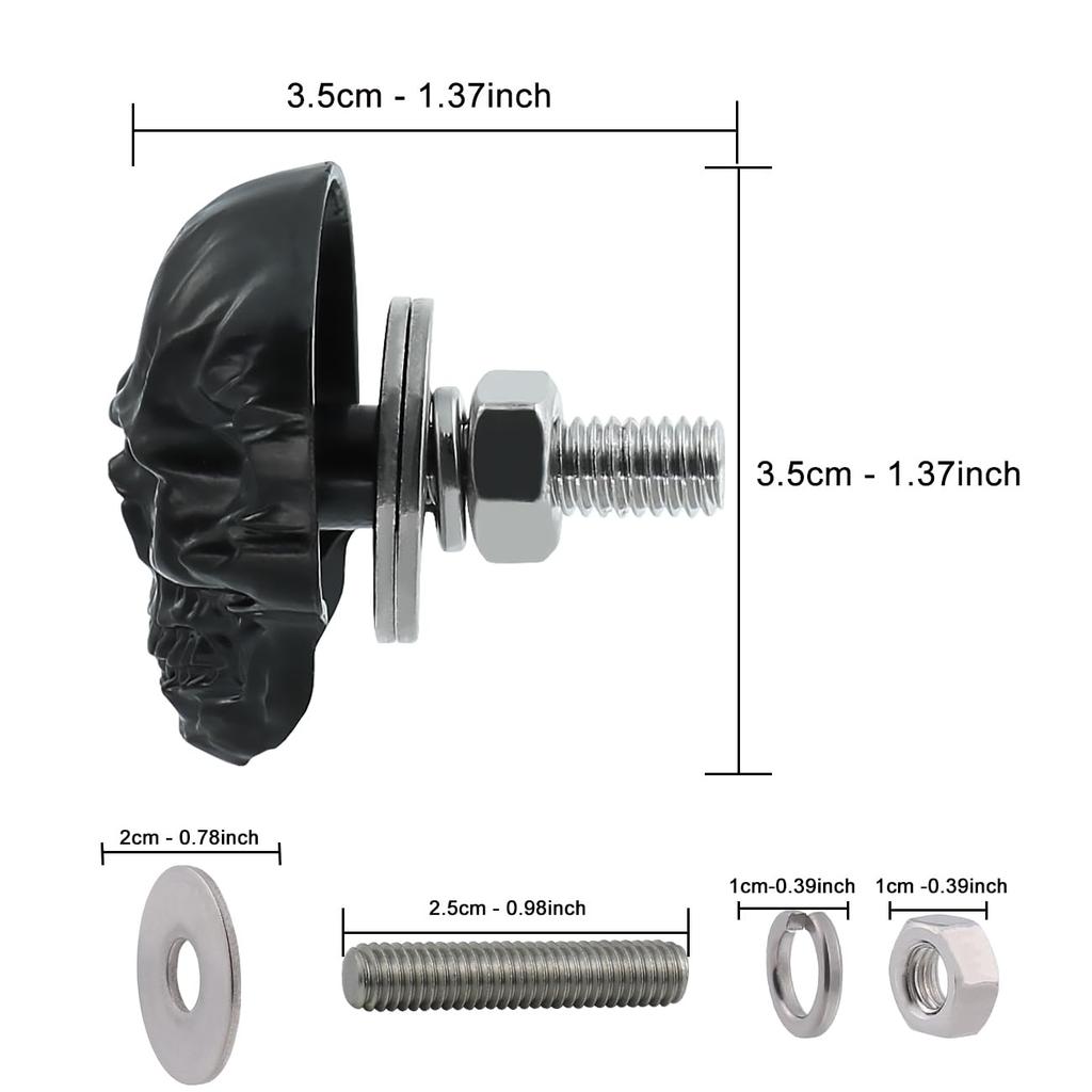 Skull License Plate Screw Fasteners Decorative Cool Funny License Plate Bolts License Plate Frame Kit 4 Pcs Aluminum Alloy Universal Fit Most Cars