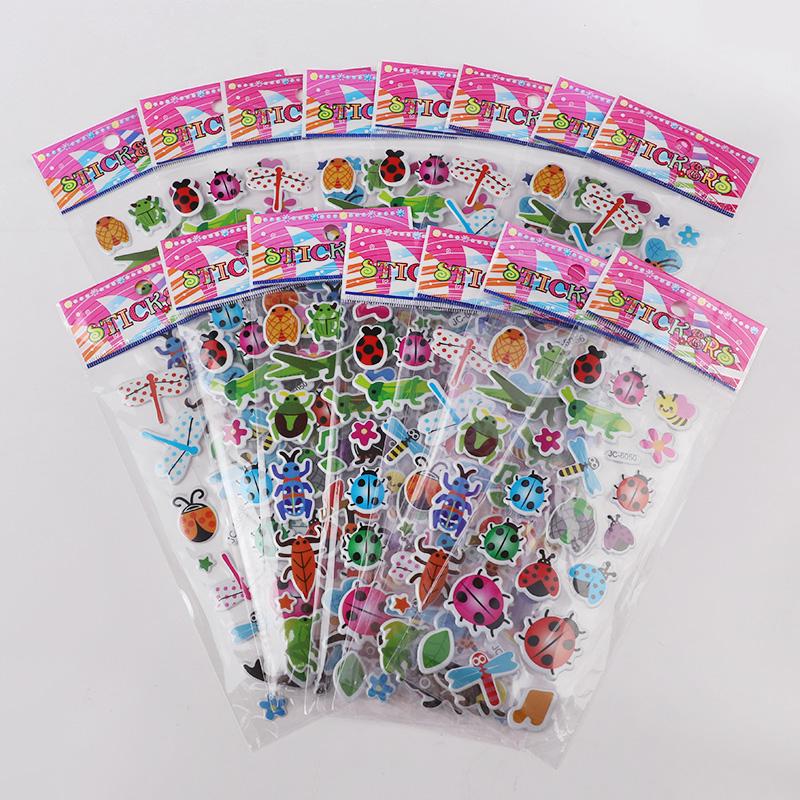 10Sheets 3D Bubble Stickers Cartoon Animal Cars Sticker Kids Boy Girl Birthday Party Favors Pinata Fillers Scrapbooking Gift Toy