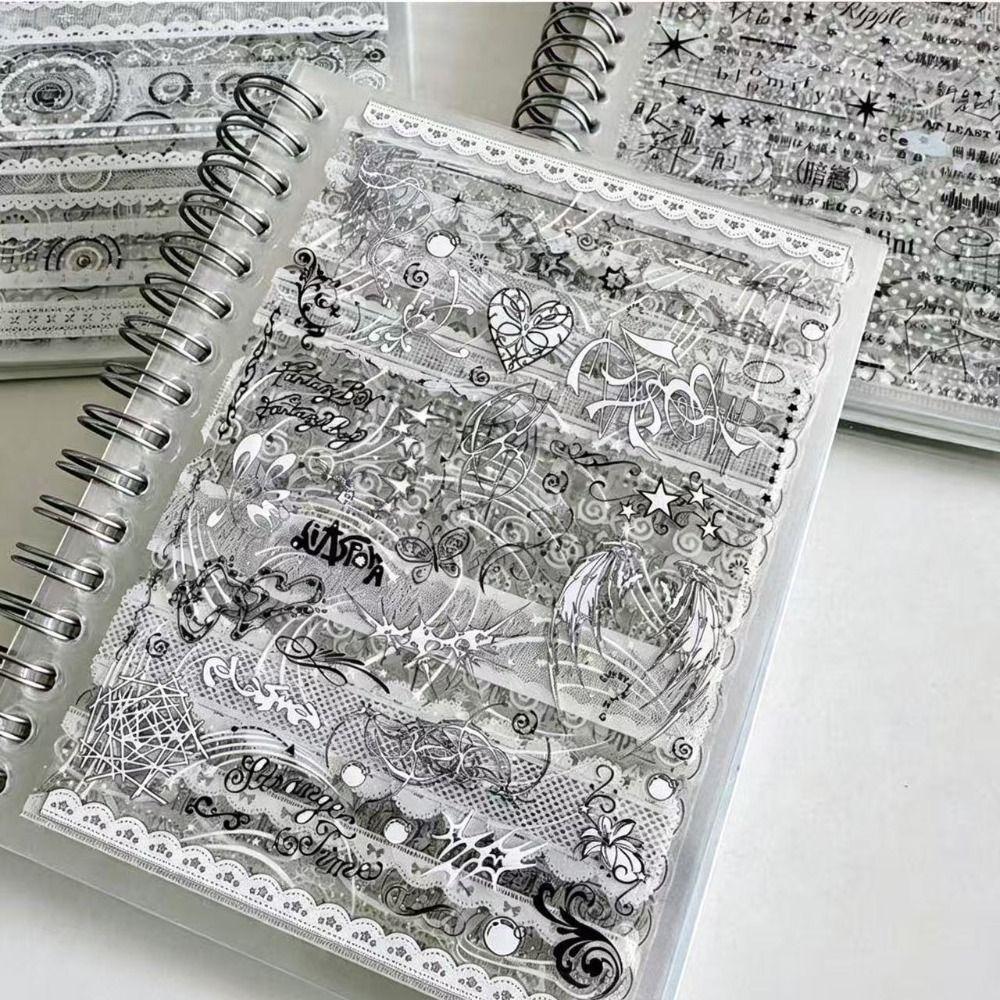 32 Sheets Scrapbook Stickers White Ink Print Journal Stickers PET Stickers Journal Decorating A