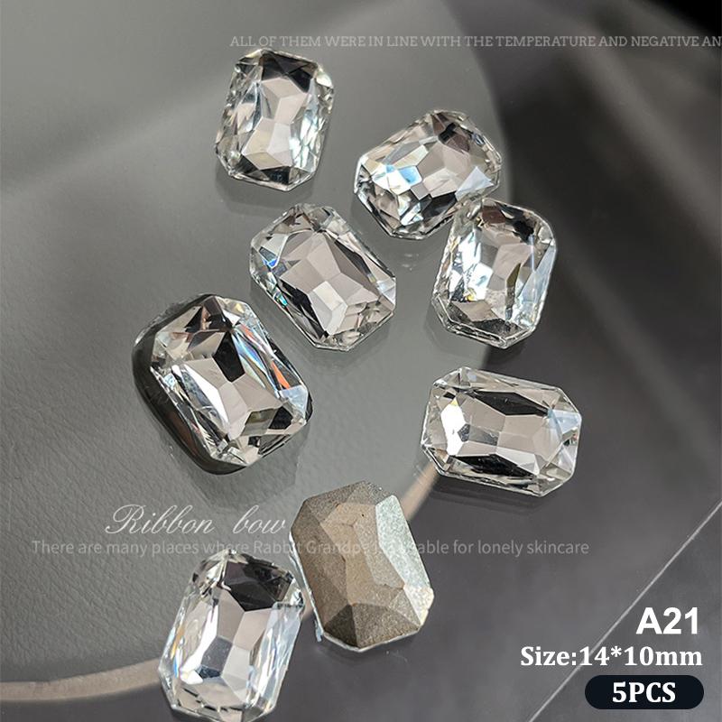 5Pcs Sparkle Sharp Diamond Nail Art Rhinestones Jewel Decoration Mix Clear White Nail Charms Ornaments