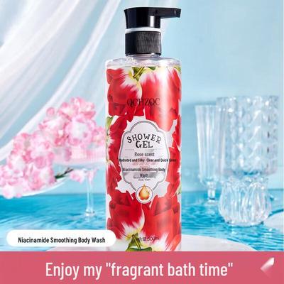 QCHZOC Гель для душу з трояндою та ніацинамідом, що освітлює