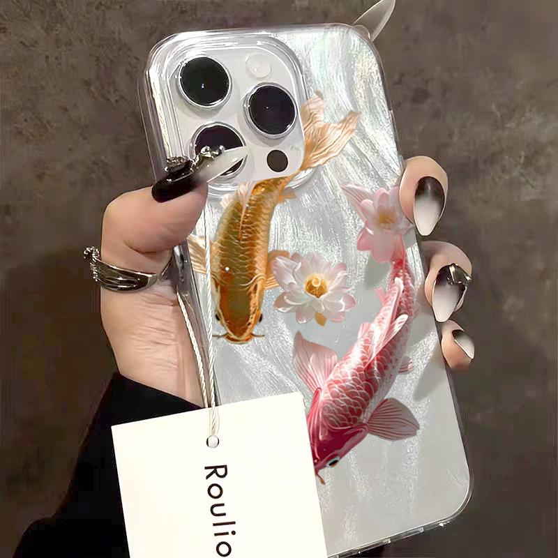 Colorful Golden Lotus Koi Phone Case For Samsung Galaxy A56 A36 A16 A55 A35 A54 A34 A53 S25 Ultra S24 S23 S22 Plus S21 FE Cover