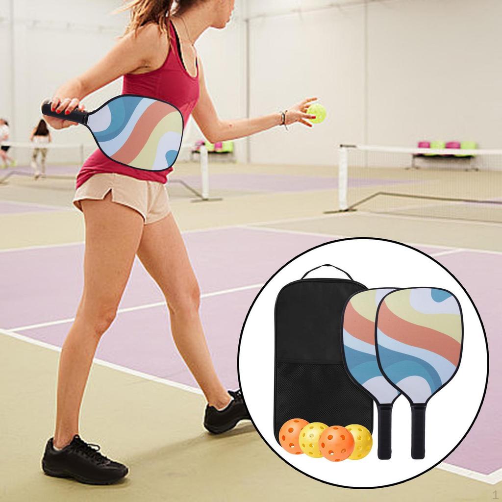 Pickleball Paddles Set of 2 Rackets Training Racquets Pink Purple