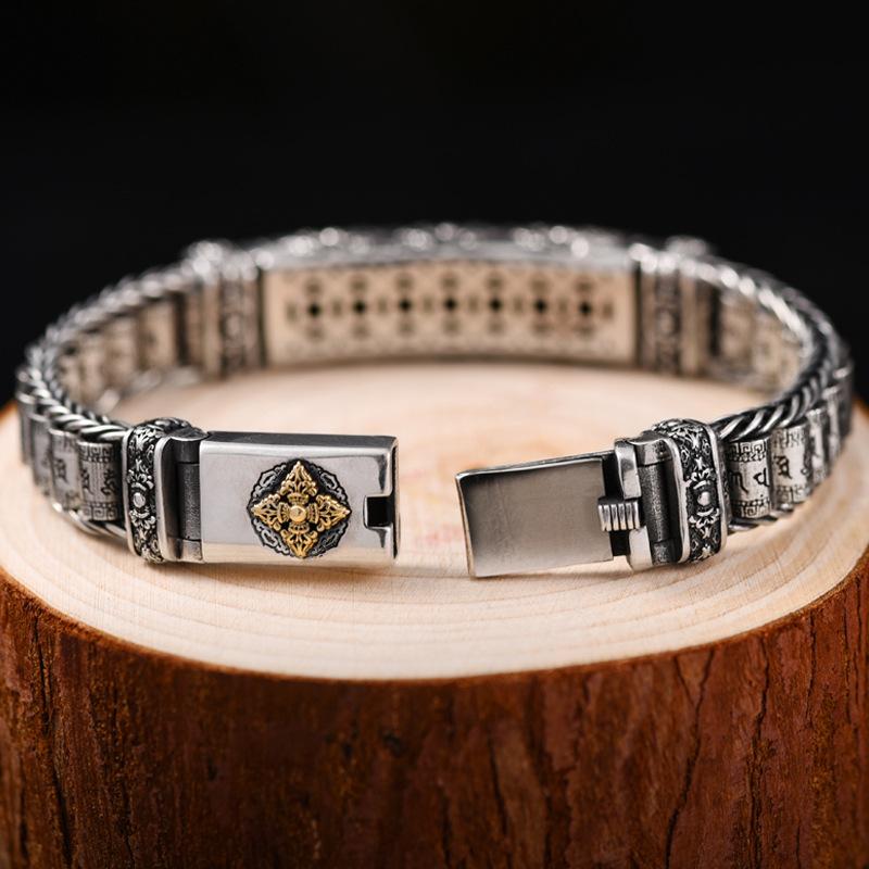 Rotating King Kong Demon Slayer for Men, Mighty and Trendy Retro Six Character Mantra Twister Bracelet