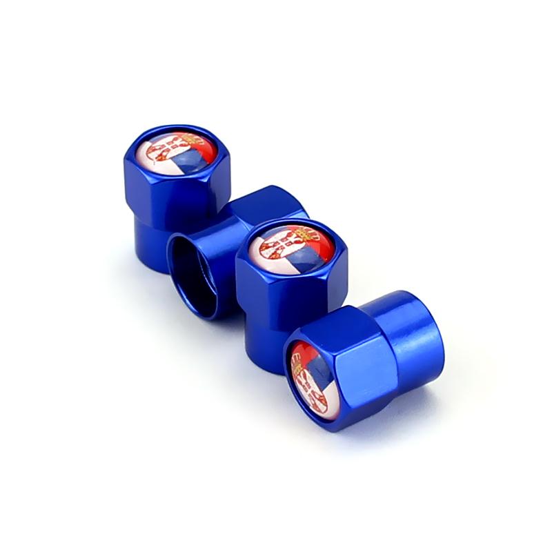 4PCS Serbia Flag Car Wheel Tire Valve Caps Tyre Stem For Volvo Skoda BMW Subaru Toyota Honda Volkswagen Ford Hyundai Nissan