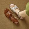 Krazing Pot Cow Skin Thick Med Heels Peep Toe Summer Size 42 Brand Shoes Street Wear Gladiator Elegant Women Sandals