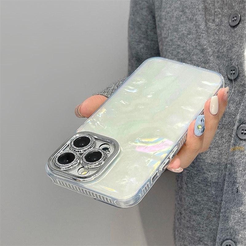 Luxury Glitzy Laser Rainbow with Lens Film Protection Case for iPhone 15 Pro Max 14 Plus 13 12 11 Pro All-Inclusive Fall Protection Cover