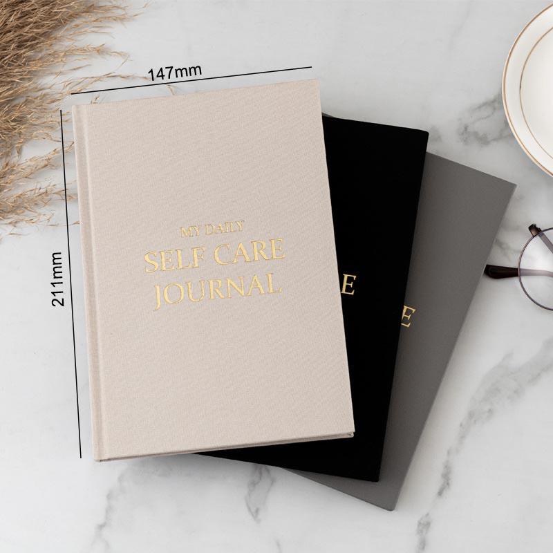 Custom A5 Hardcover Self-Care Journal Personal Reflection Daily Planner Notebook Stationery Use with Fabric Cover