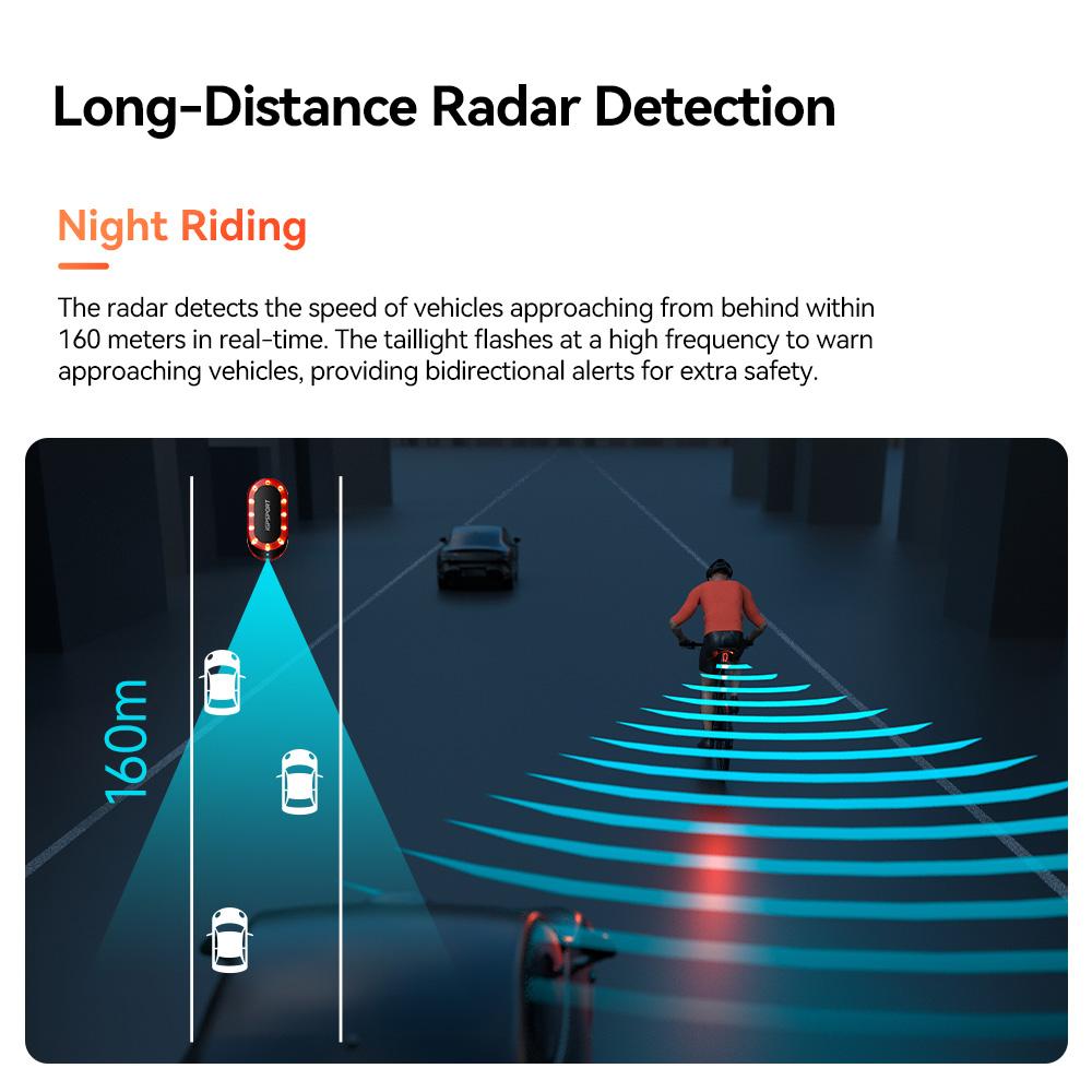 iGPSPORT SRmini Radar Tail Light Smart Rear Bike Light Brake Warning IPX7 Waterproof Cycling Taillight 7 Light Modes Tail Lamp