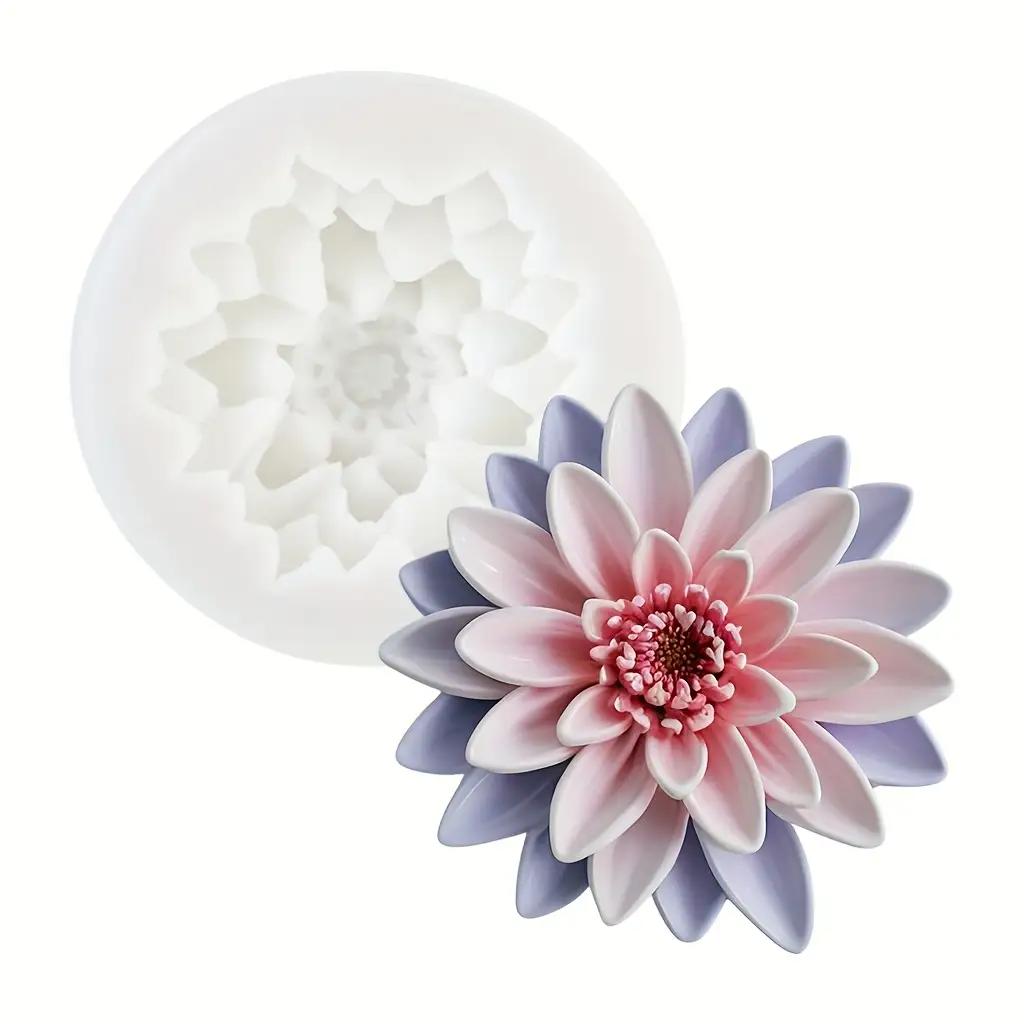 1 Lotus Mold - with Pink Petals, Lavender Layer - Non-Stick, Easy to Release - for Candle Making, Soap, Resin, Plastelicate Petal Details, DIY En
