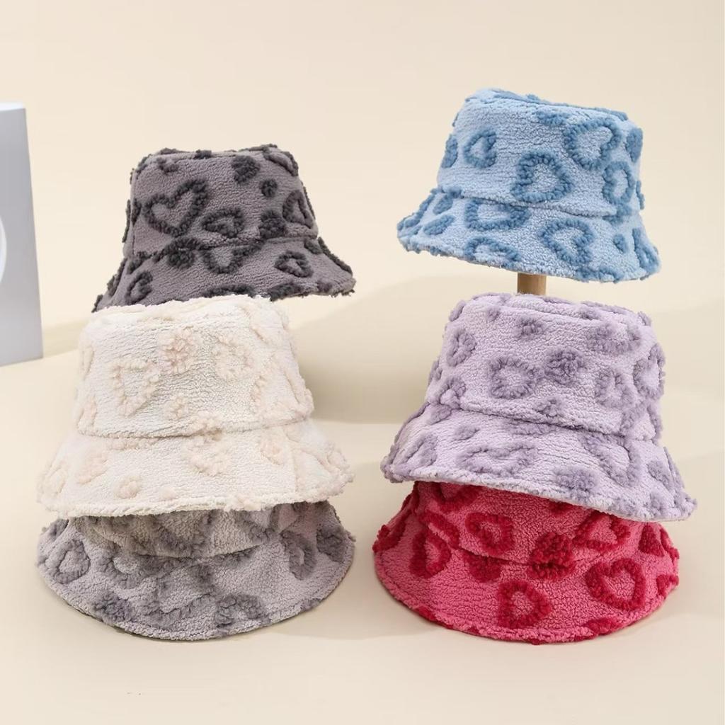 Love Plush Bucket Hat Three-dimensional Printing Pot Hat Men and Women with The Same Thickened Warm Versatile Hat