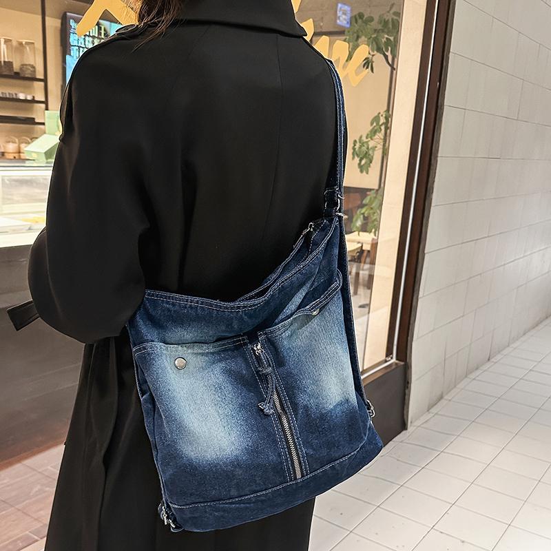 Vintage Denim Shoulder Bag Women's Multi-functional Backpack