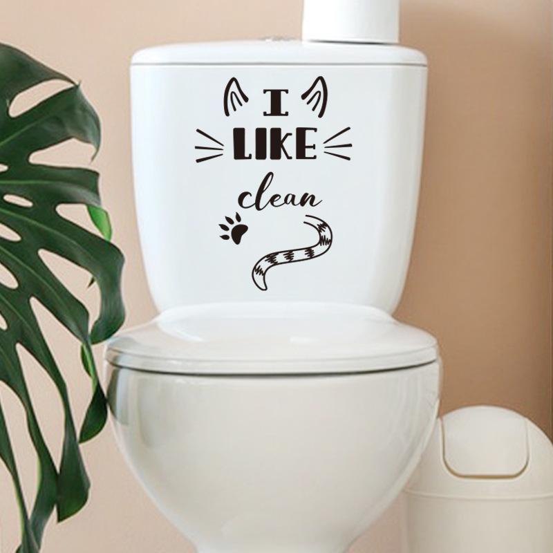 Lustige Toilettenaufkleber, schwarz-weiß, für Badezimmer, Sitz, Tank, Wand, wasserdichtes Vinyl