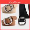 Leopard Pattern Leather Belt With Electroplated Buckle For Casual Women
