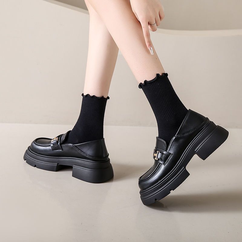 Fashion Mary Jane summer small leather shoes women's British style 2025 new loafers black platform single shoes ins