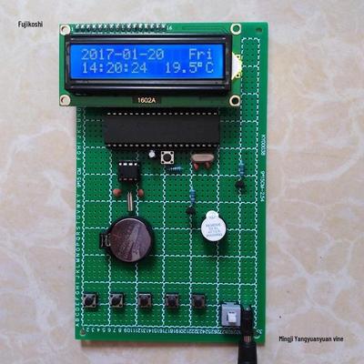51 Mikrocontroller-basierter LCD-Ewiger Kalender Bausatz - DIY Digitale Uhr Entwicklungsplatine mit Einzelteilen