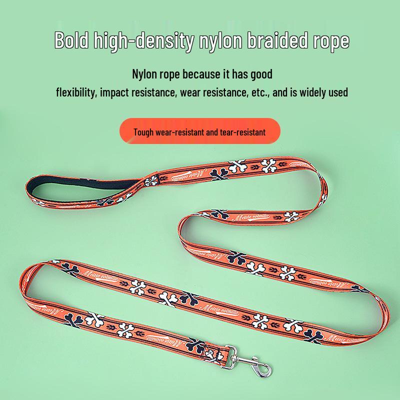 Polyester Printed Dog Leash with Logo - Explosion-Proof, Large Dog Traction Rope