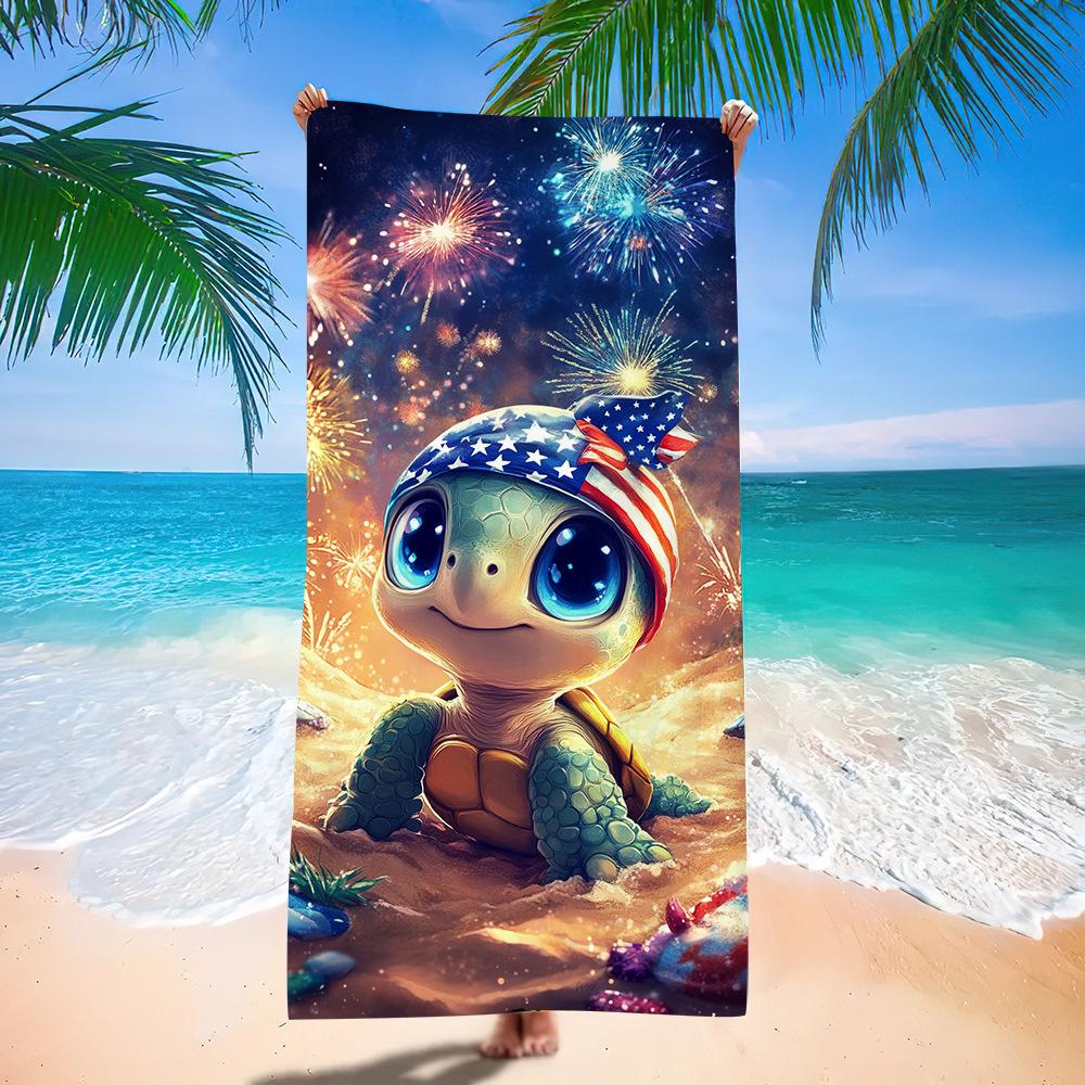 Bohemian Tribal Turtle Beach Towel Underwater Print Quick Dry Absorbent Towel