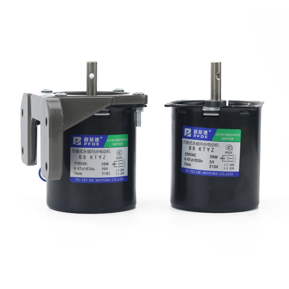 Motor Sincron cu Magnet Permanent 68KTYZ 220 AC 28W 100KG Cu Suport CW/CCW Reductor Metalic Viteză Mică 2.5 Până la 110RPM