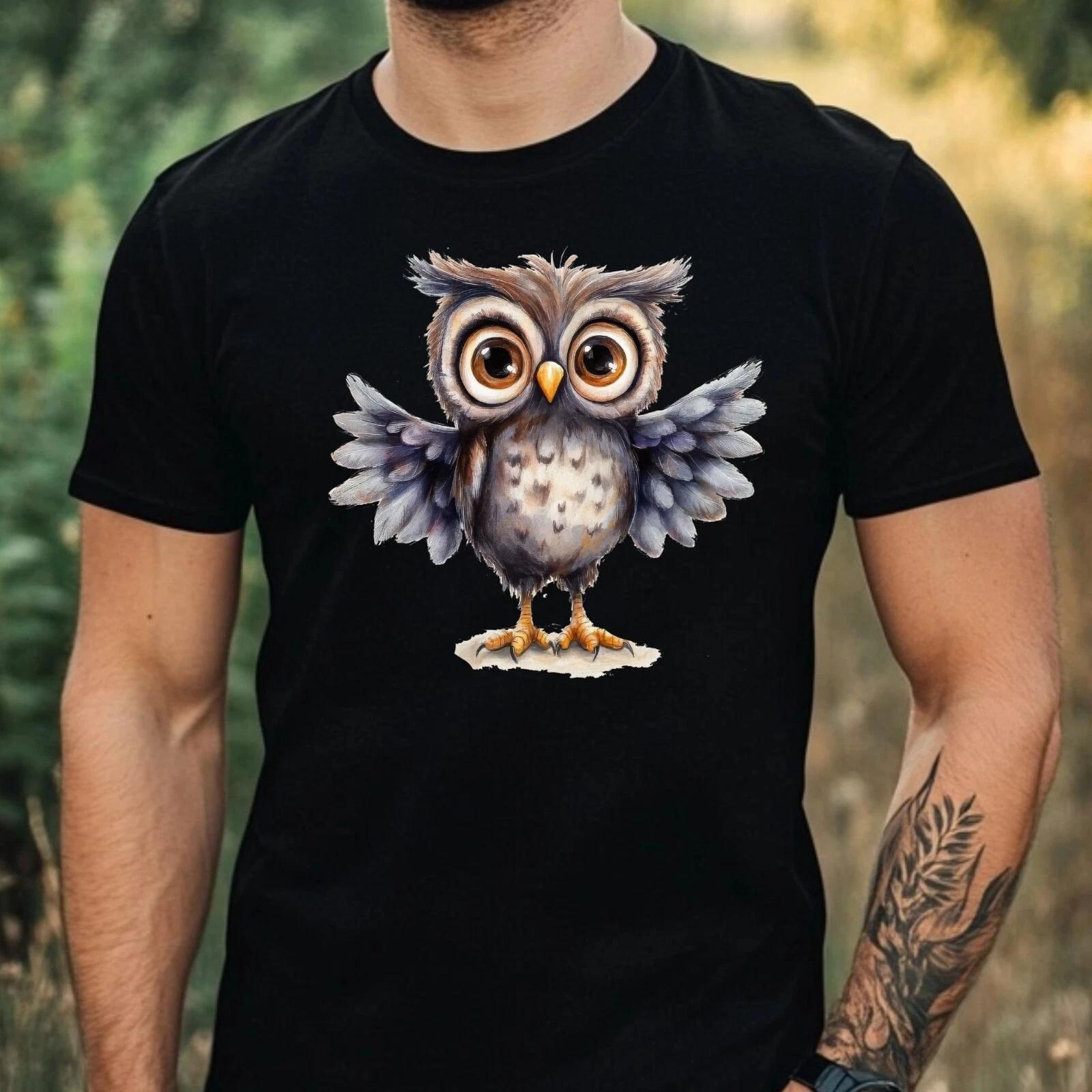 T-Shirt Herren Lustige Eule Motiv Baumwolle Größe XS bis 5XL XXXXL