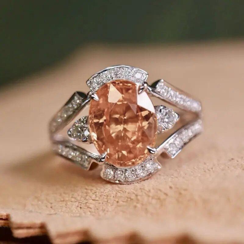 

European and American Court Style Attending Banquet Rings, Women s High-end Sparkling Wax Inlaid Oval Sparkling Zircon Zircon 10