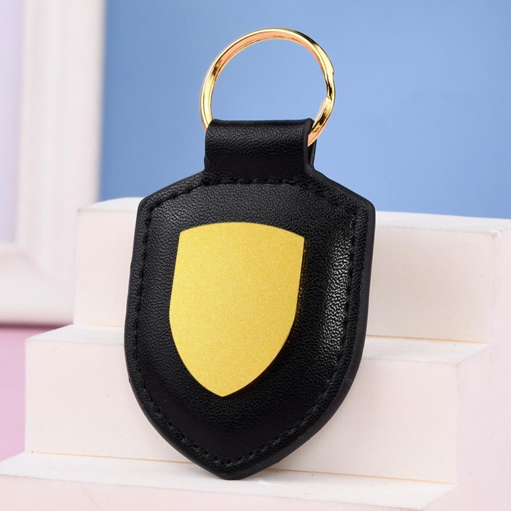 Exquisite Car Keychain Leather Metal Pendant Creative Shield Car Keychain  Travel