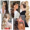 MERISIHAIR Women Long Straight Wrap Around Ponytail Synthetic Fiber Long Straight Wavy Hair Extensions Daily Wear