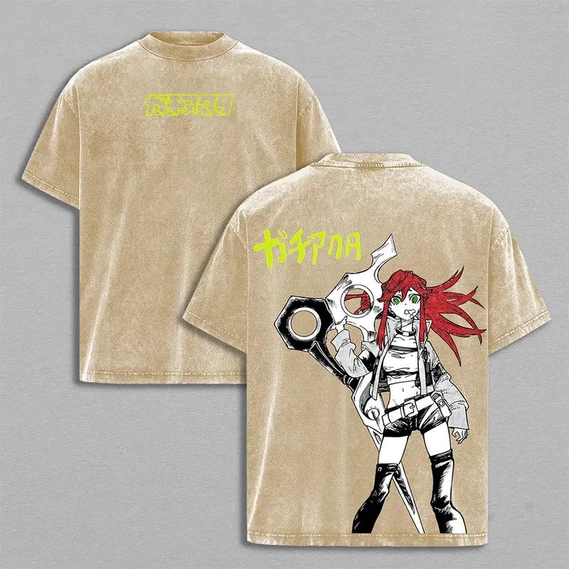Аниме Гачиакута Жнец Рию Графическая Футболка Мужская Женская Стиранная Хлопковая Футболка Винтажная Повседневная Одежда Харадзюку Мужская Футболка XXL коричневый