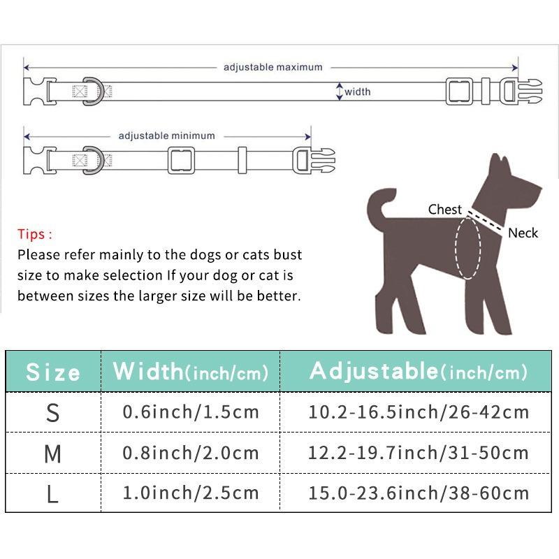 Printed flower pet collar x medium and large dog collar