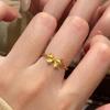 Glossy Simple brushed bowknot Female Ring antique gold craftsm sweet style fashion charm ring party fine  gift