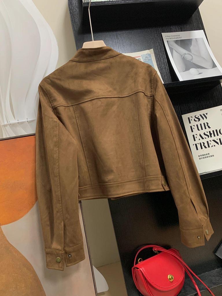 Women's High-End Suede Jacket - Chic Spring/Autumn Petite Fashion 2025