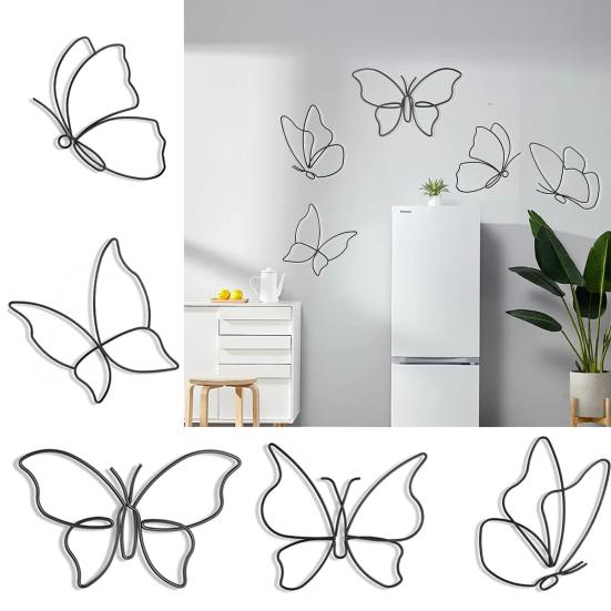 

1 комплект бабочек полый 3D настенный орнамент железный художественный эффект DIY Черная бытовая гостиная бабочки стена