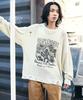 WEGO Graphic Distressed Knit Pullover Size Gift Men's Top, M, Off-White, Unisex, Streetwear, Casual, Spring, Autumn, Winter,